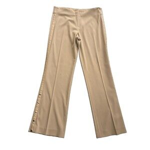 Vintage BSL INDUSTRY Paris Women PANTS MADE IN FRANCE Size 6 Tan Snaps Y2K Rare